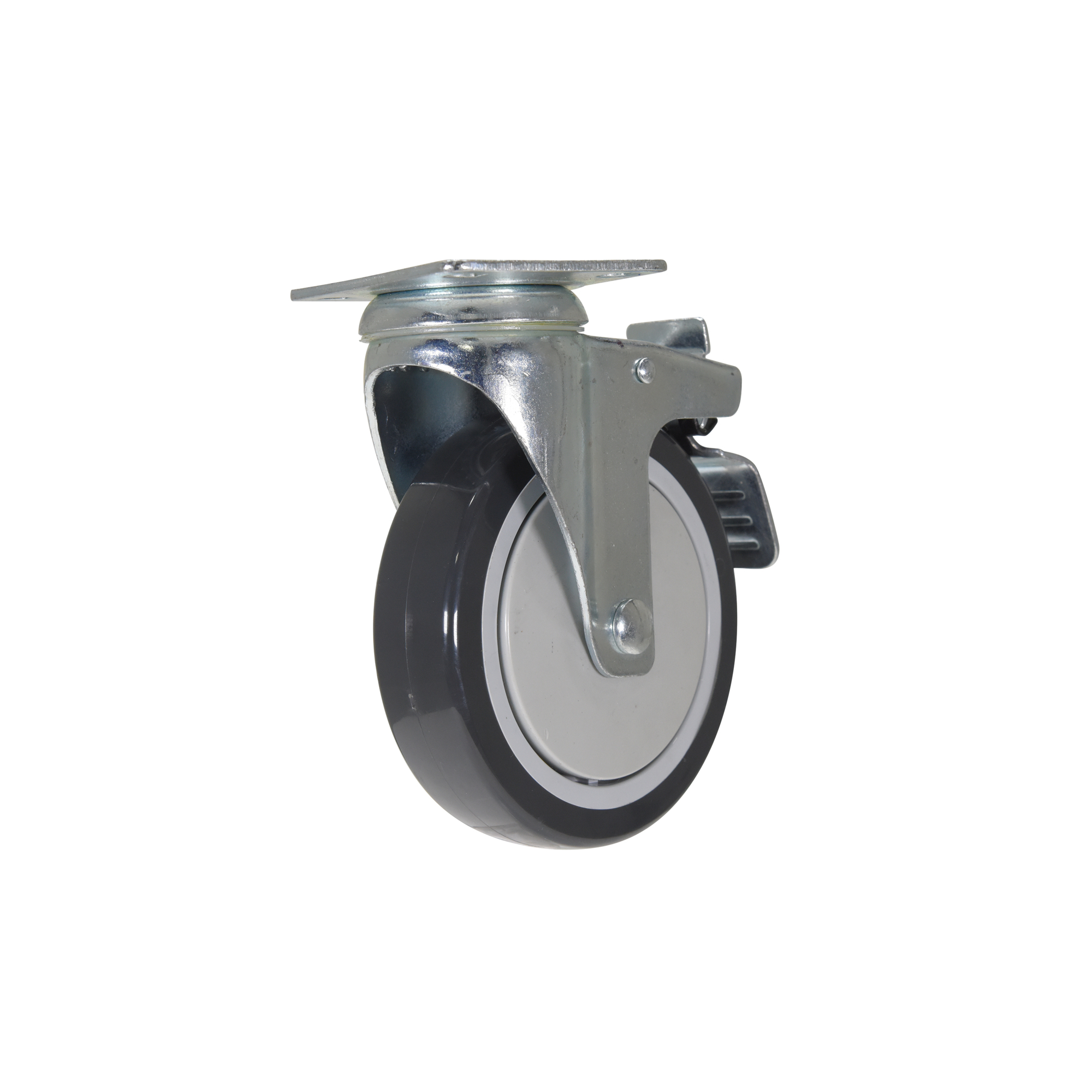 Vestil Polyurethane Swivel Total Brake Caster - 5in. x 1in., Gray, Model# CST-B28-5X1PUP-SWTB